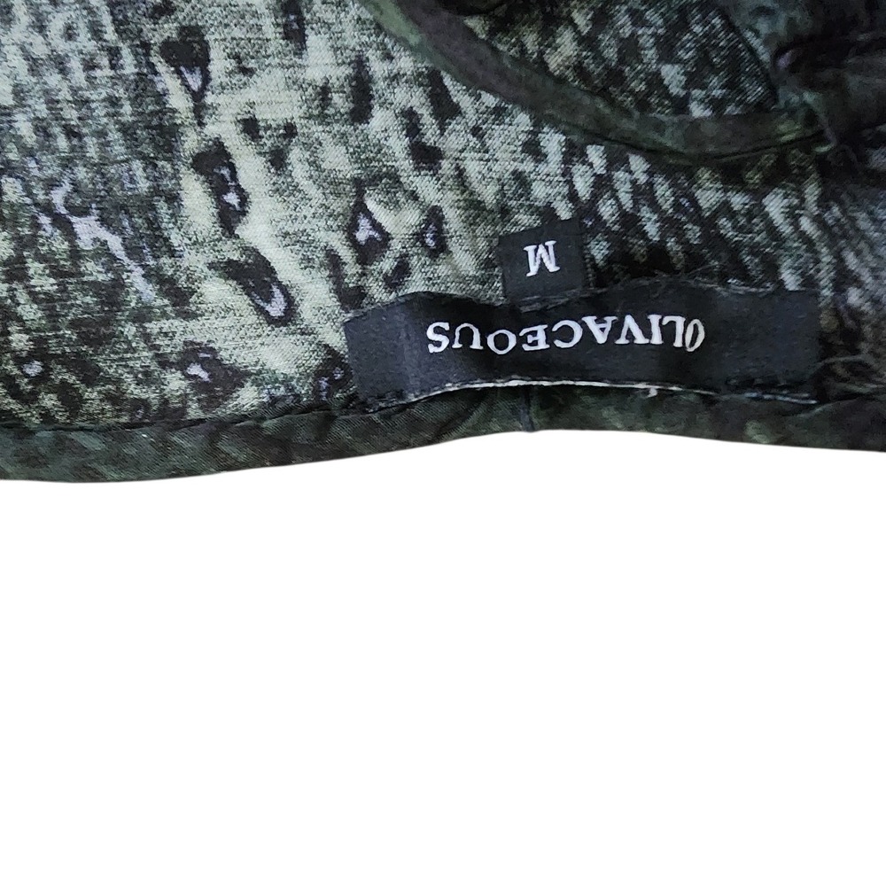 OLIVACEOUS‎ Womens Snake Print Lace Up Peasant Blouse Top M - Picture 6 of 7